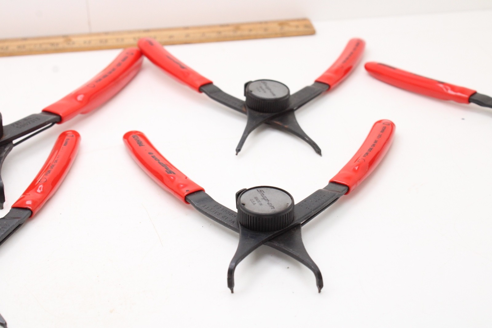 Snap On PRH406 6 Piece Red Rubber Handle Snap Ring Pliers Set USA