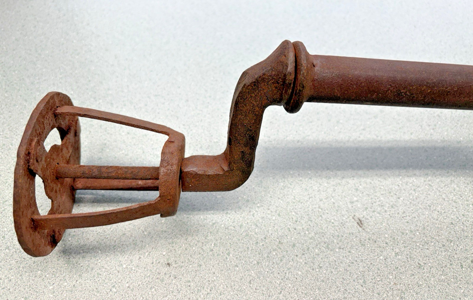 Antique Blacksmith Hand Forged Cage Head LARGE Brace Iron Tool Drill nice