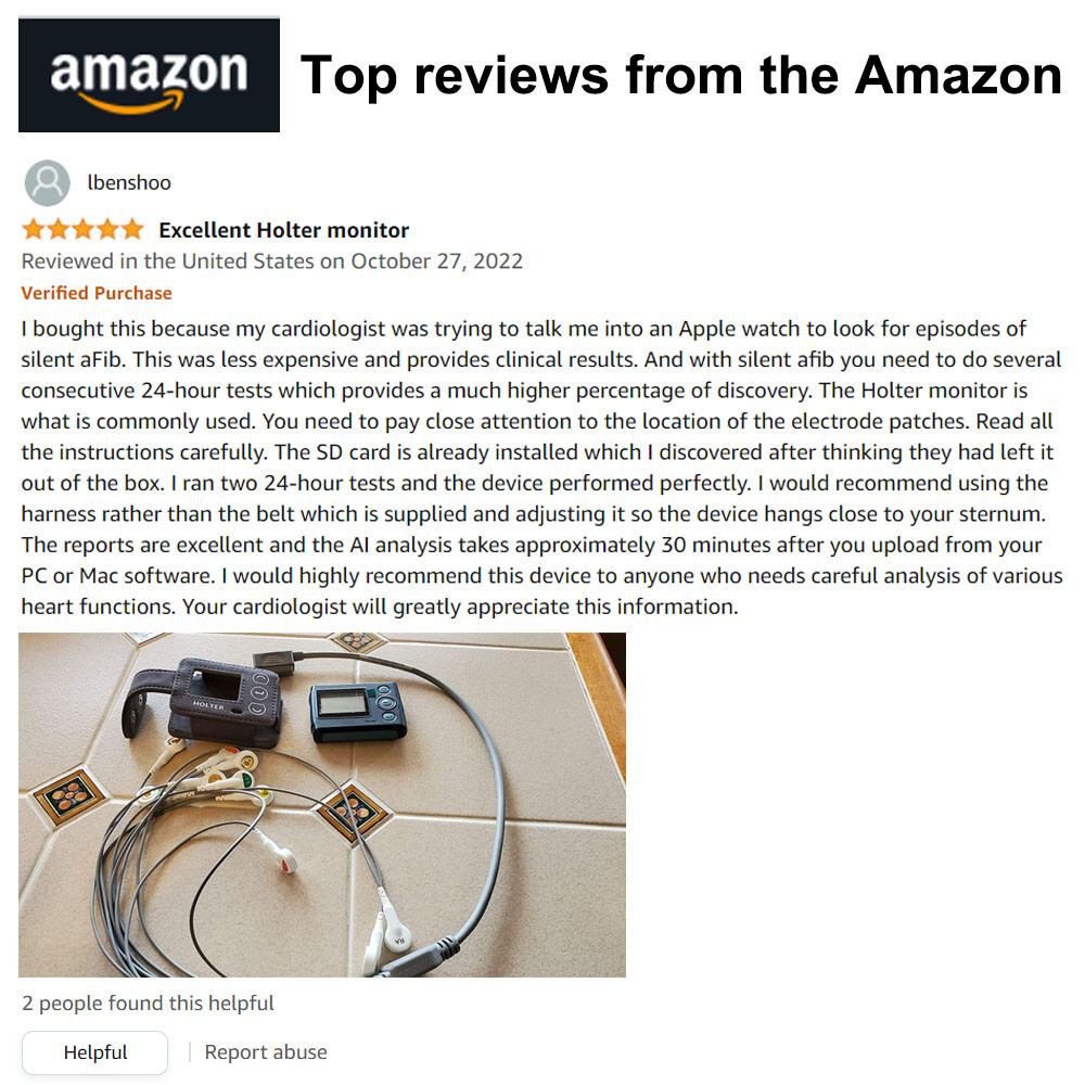 12 Lead Holter Monitor Recording 24h ECG and Heart Rate AI Analysis Abnormal ECG