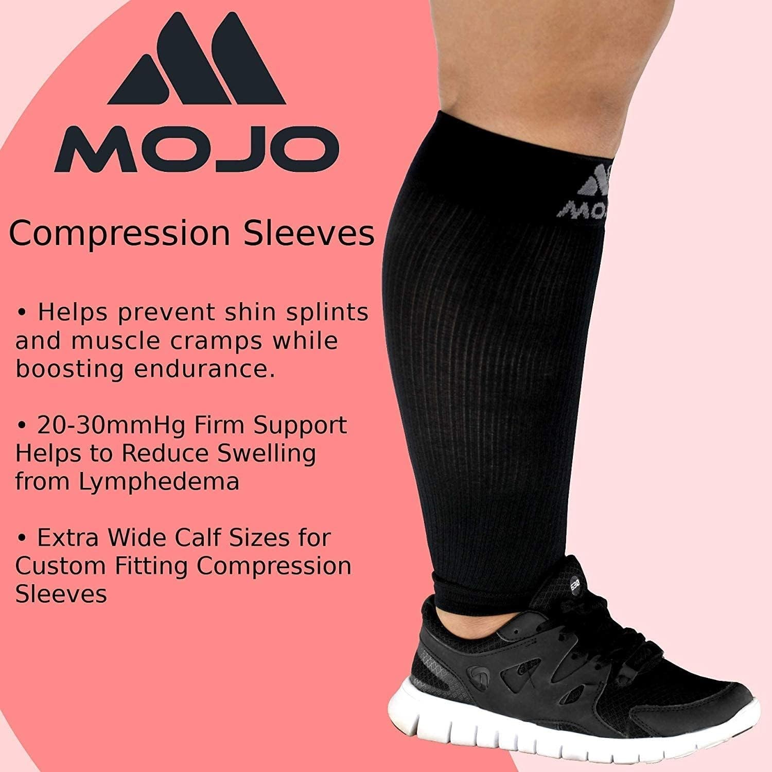 Mojo - Compression Socks Footless for Women and Men 20-30mmHg 3X-Large, Black