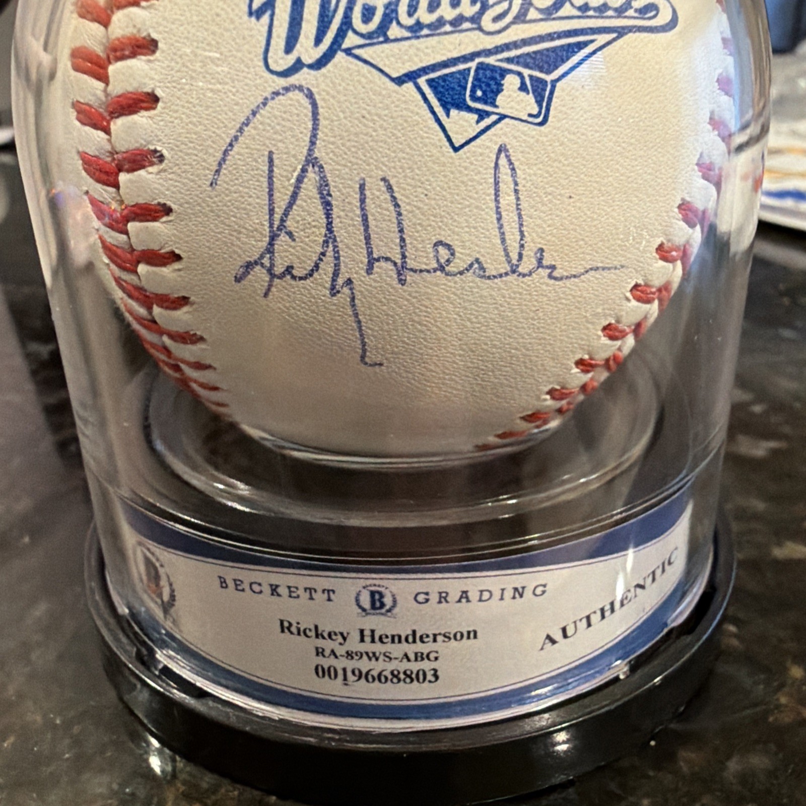 Rickey Henderson Autographed Baseball Beckett Encapsulated Mint BAS Tristar
