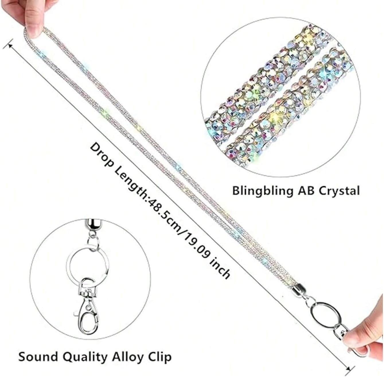 Fashion 34.8'' Sparkle All Round Strap Crystal Neck Lanyard,Exclusive Bling...