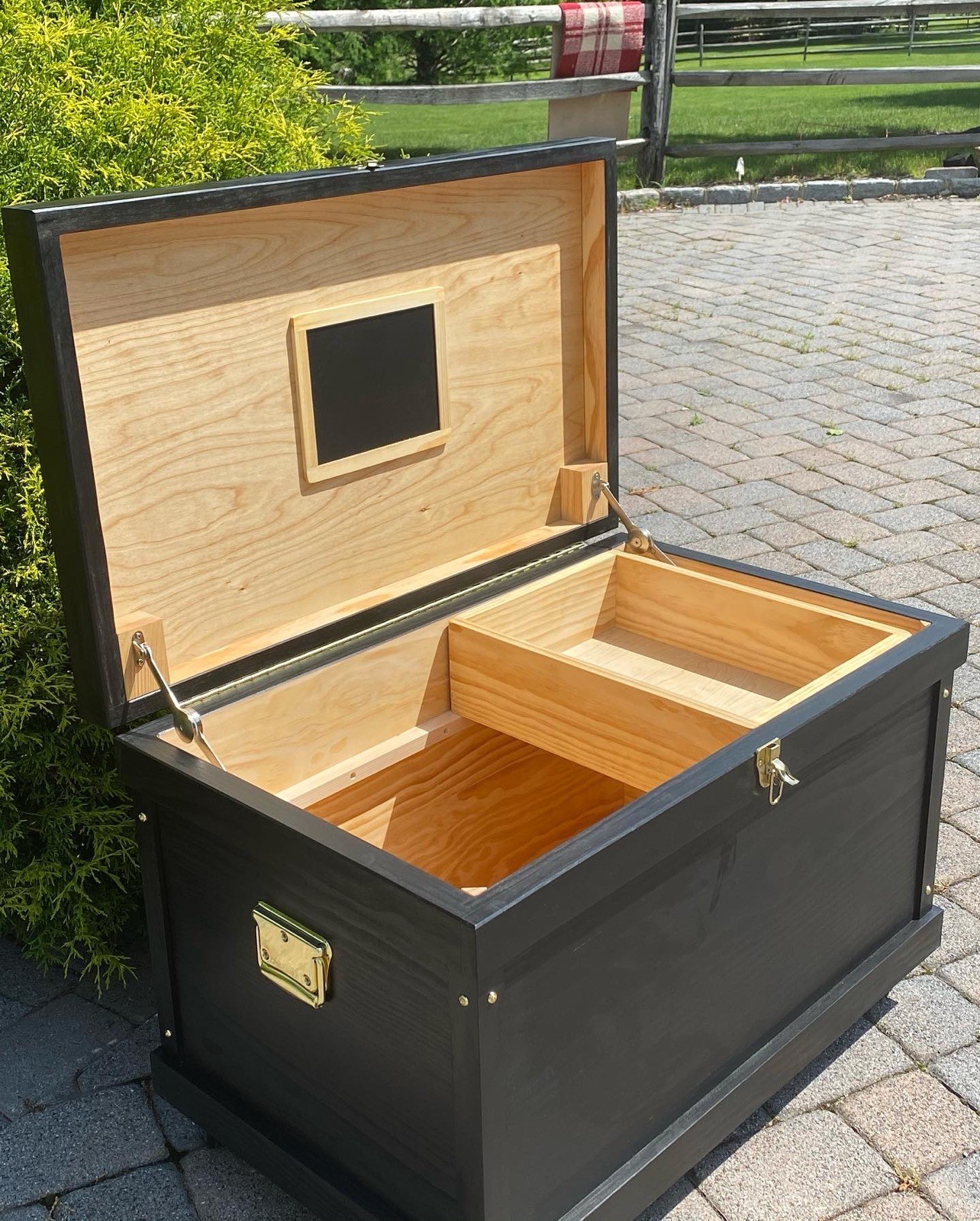 Tack Trunk brush tray/ stained in Ebony