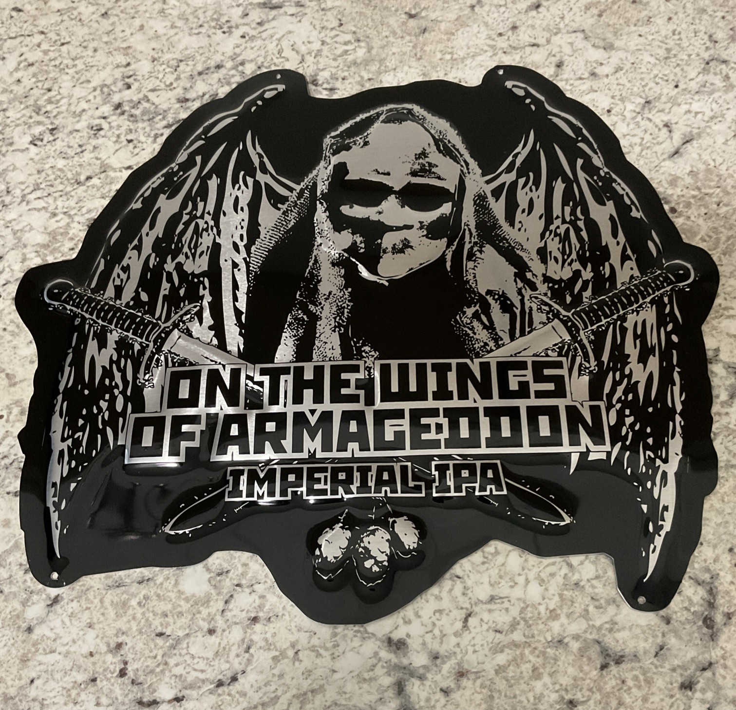DC Brau Brewing Co Metal Tin Tacker Bar Sign Beer On The Wings Of Armageddon