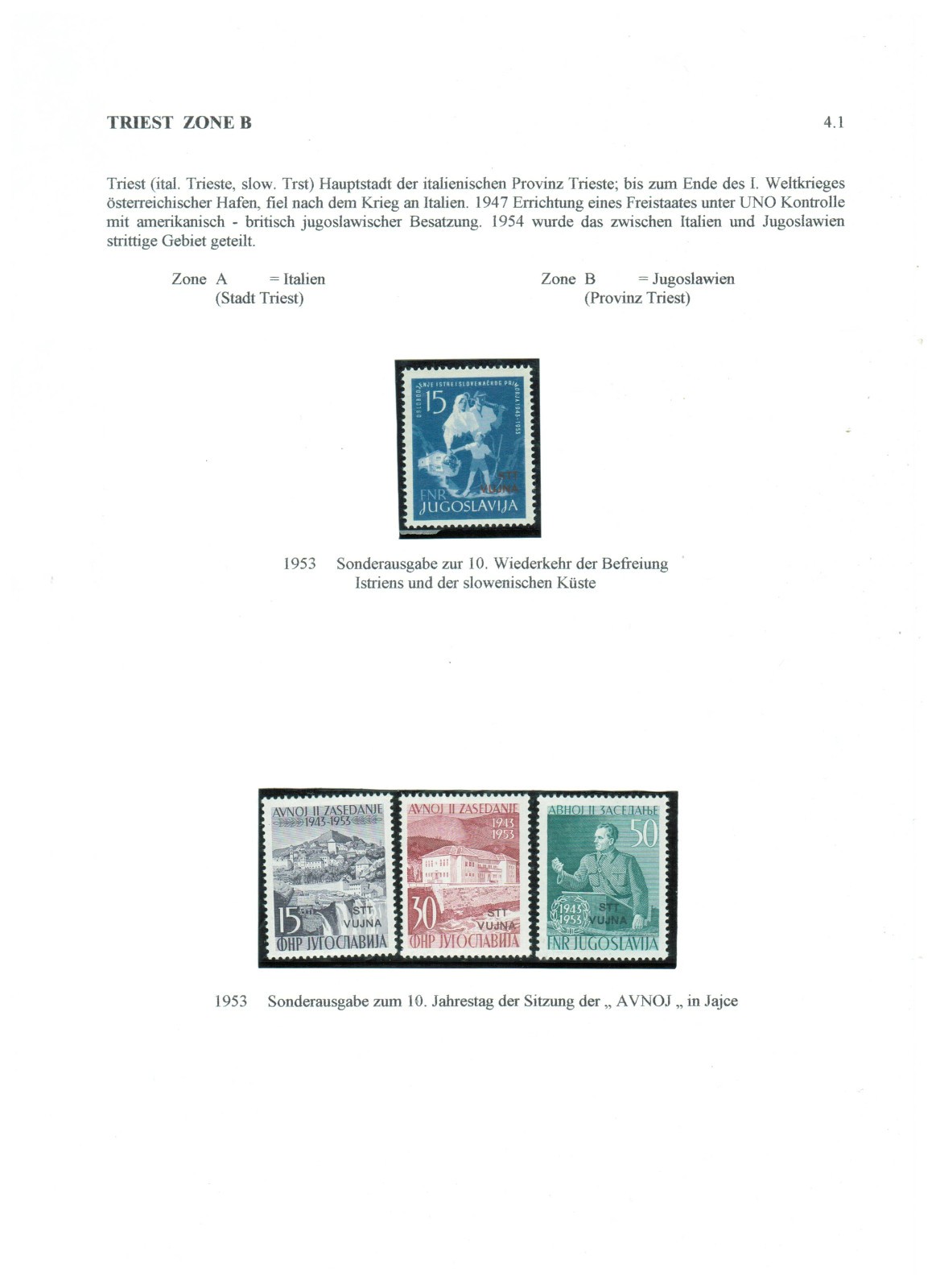 Yugoslavia (+ Triest Zone B) - Selection of Stamps on 9 Exhibition pages #A3748