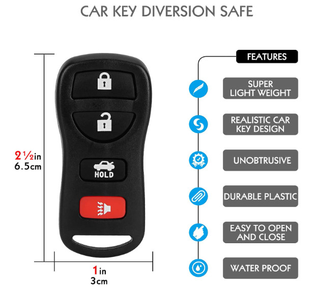 2 Pack Car Key Fob Stash Secret Hidden Compartment Safe Box Diversion