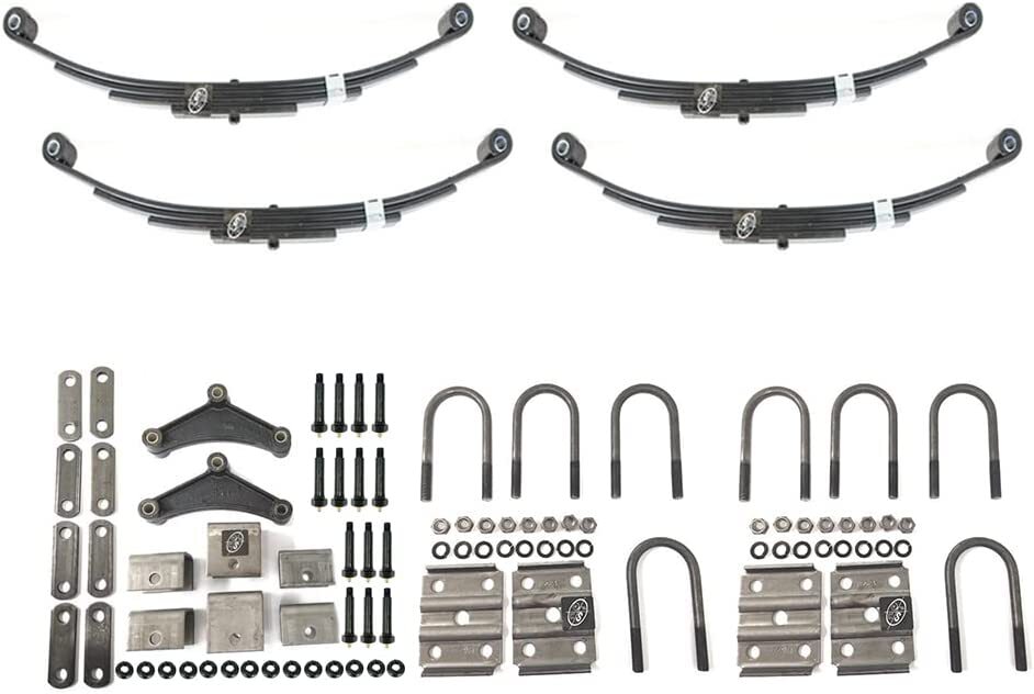 HD Greaseable 3500 lb Tandem Trailer Suspension Kit Leaf Springs, Hanger, Ubolt