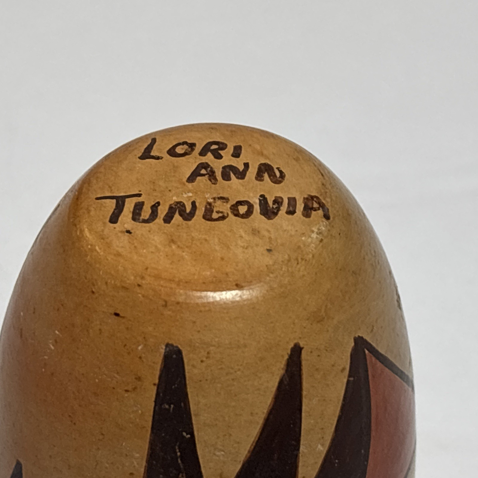 3" Old Hopi Small Vase Polychrome Eagle Wing Lori Ann Tungovia