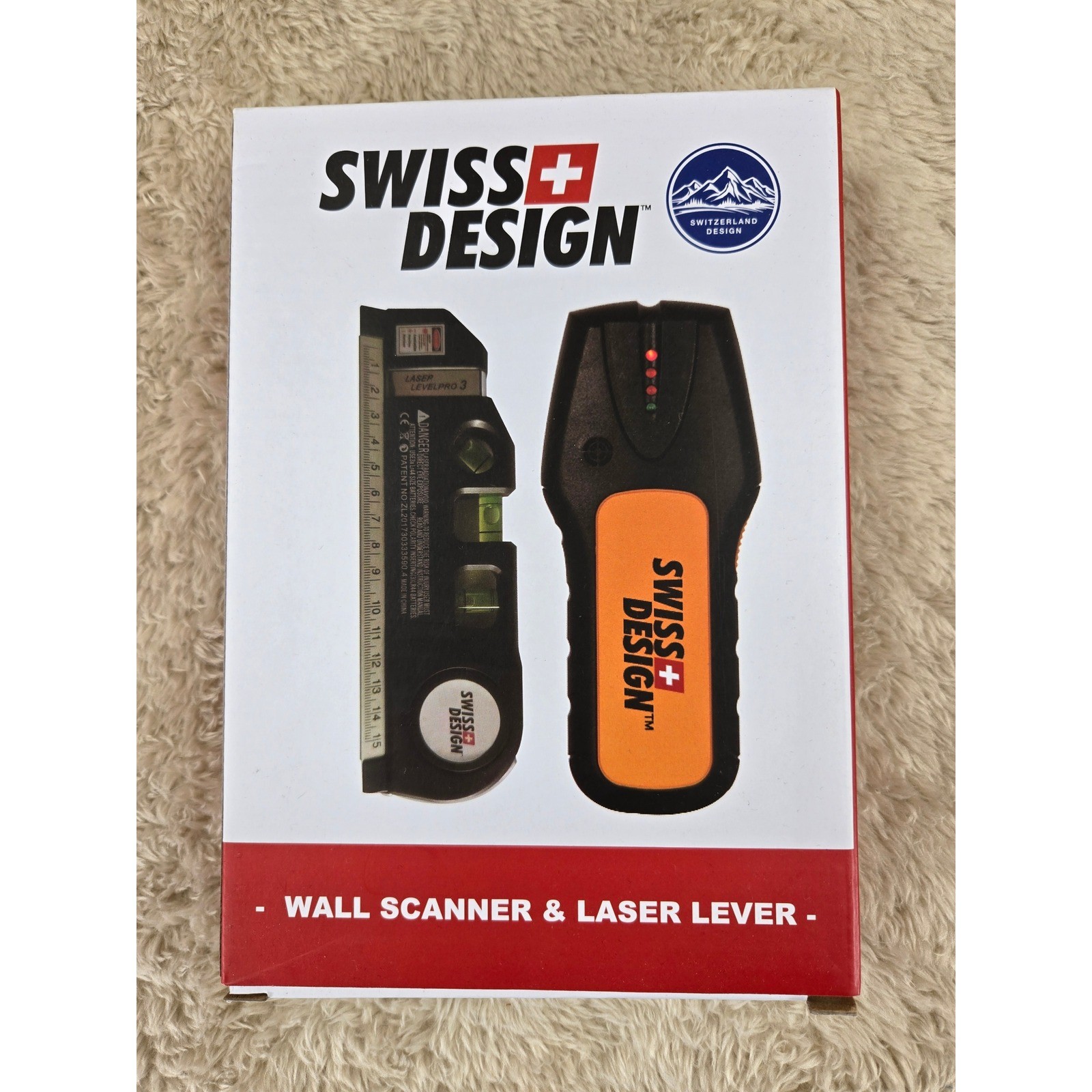 Swiss Design Wall Scanner Laser Level Stud Finder 3in1 Tool New in Box
