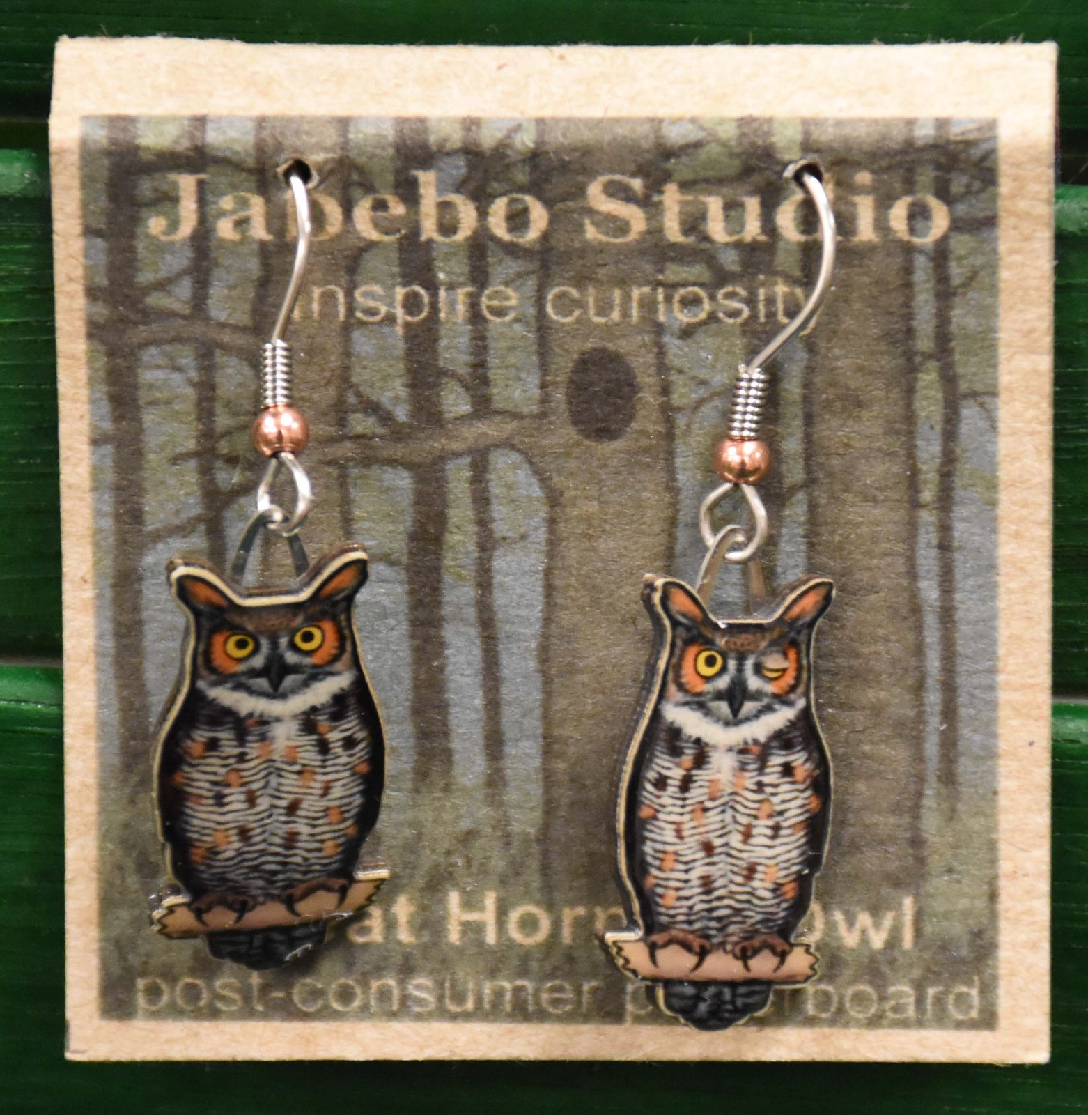 Jabebo Earrings Owl Great Horned