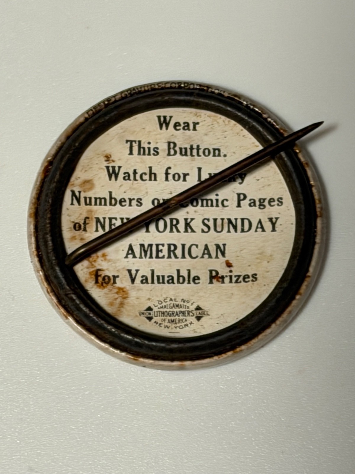 1930’s New York Sunday American Jiggs newspaper comic character pin