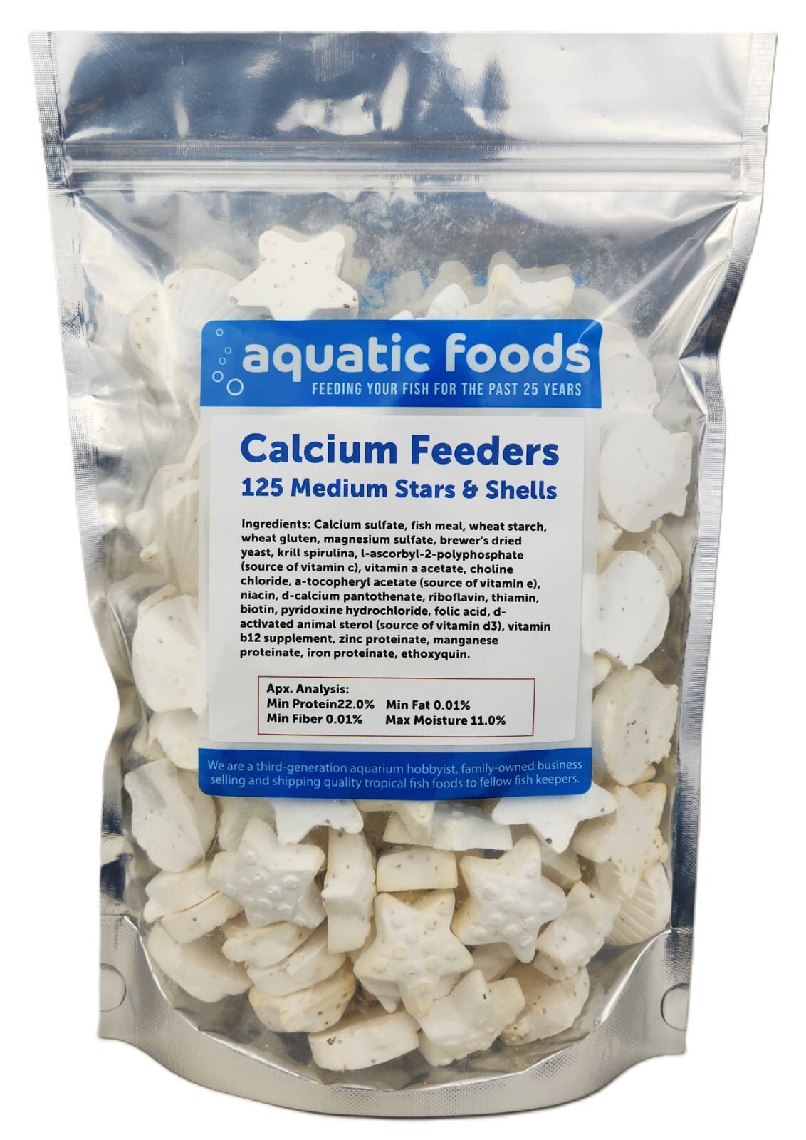 Calcium Feeder Stars & Shells for Shrimp, Snails, Crabs, Crayfish, Tropical Fish