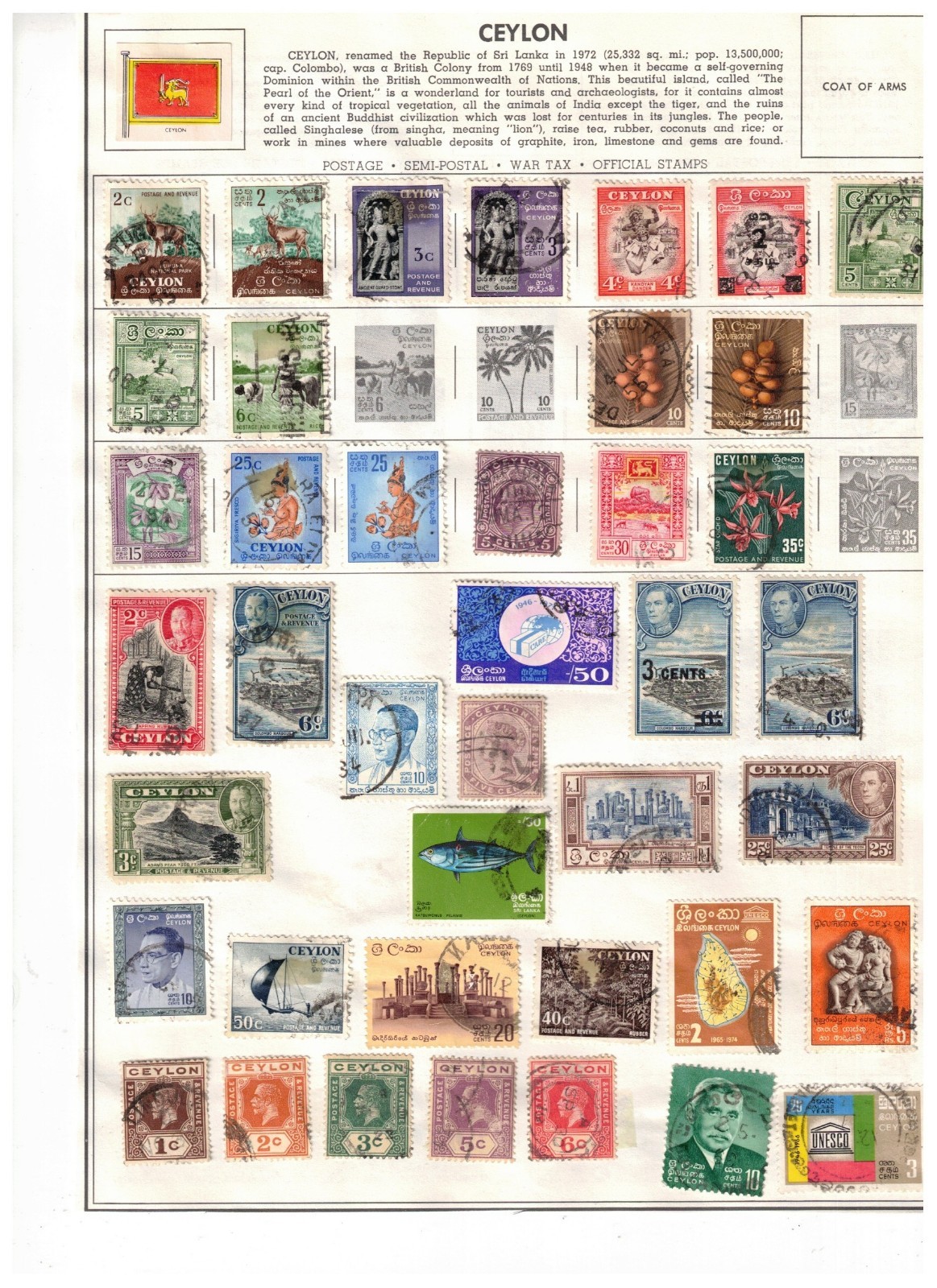 CEYLON / SRI LANKA NEAR 70 STAMPS cat NEAR $20.++  USED LOT 303-66b