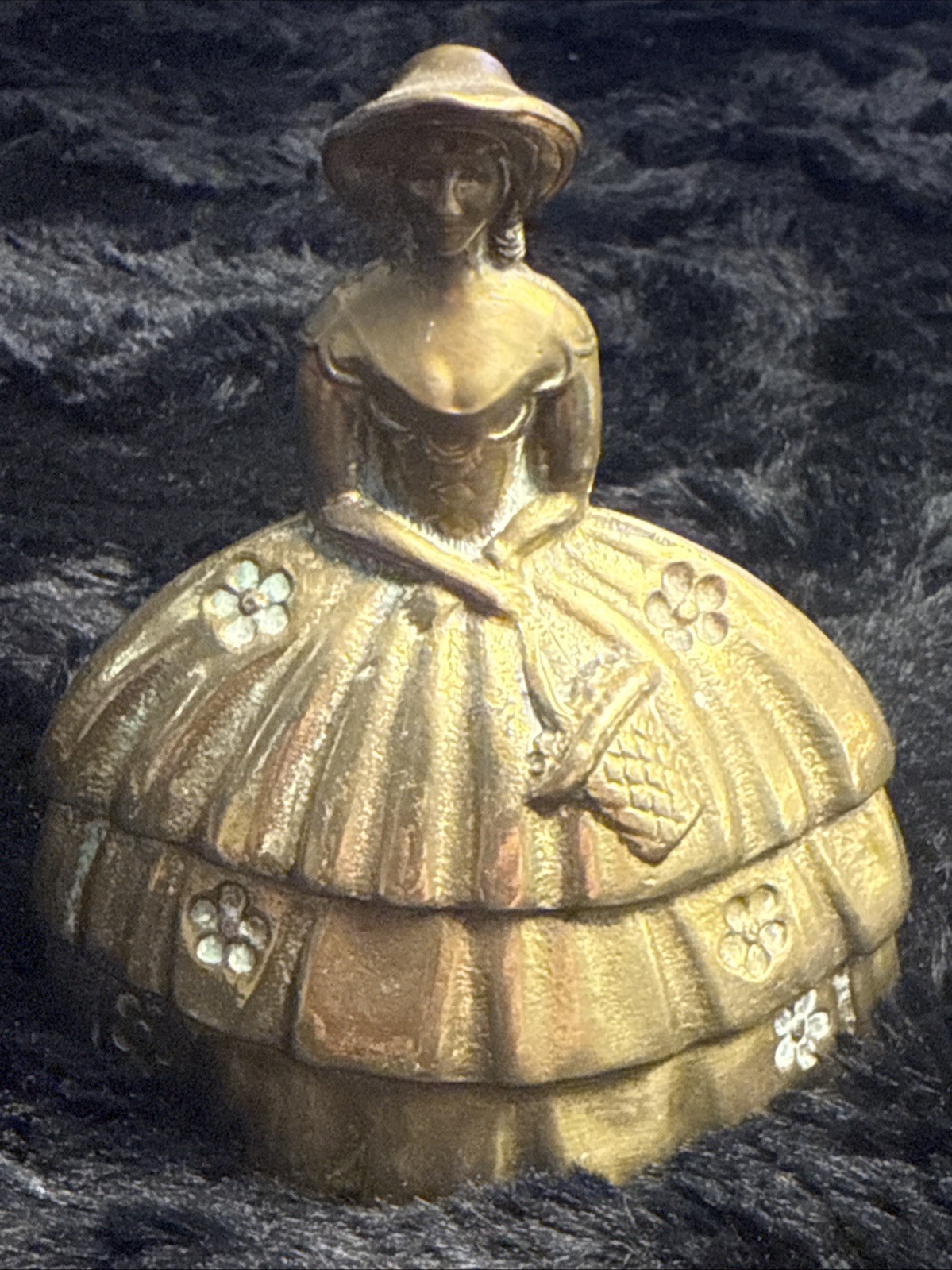 Vintage 1920's Brass Crinoline Lady Bell Victorian Lady figure statue