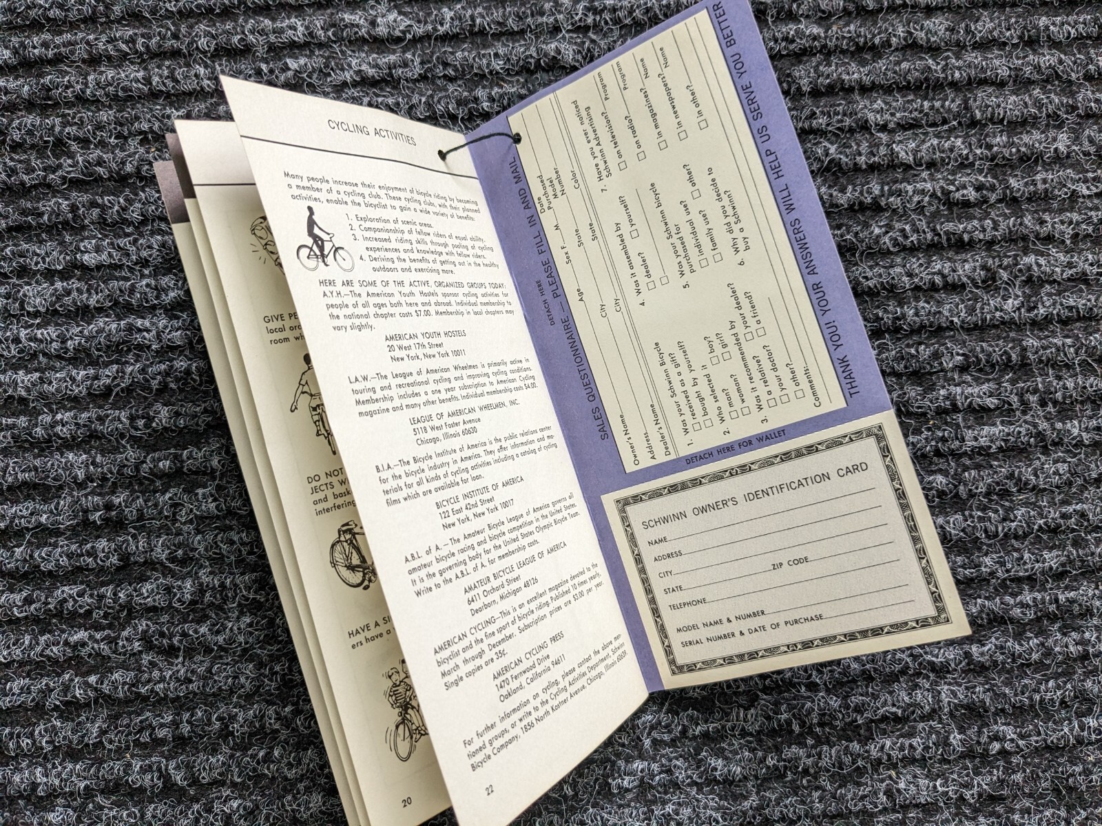 SCHWINN 1967 Bicycle Fastback & Rams Horn Stingray Owners Manual