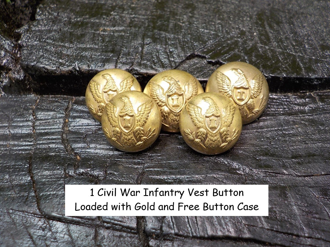Old Rare Vintage Antique Civil War Relic Eagle Infantry Coat Button Free Case