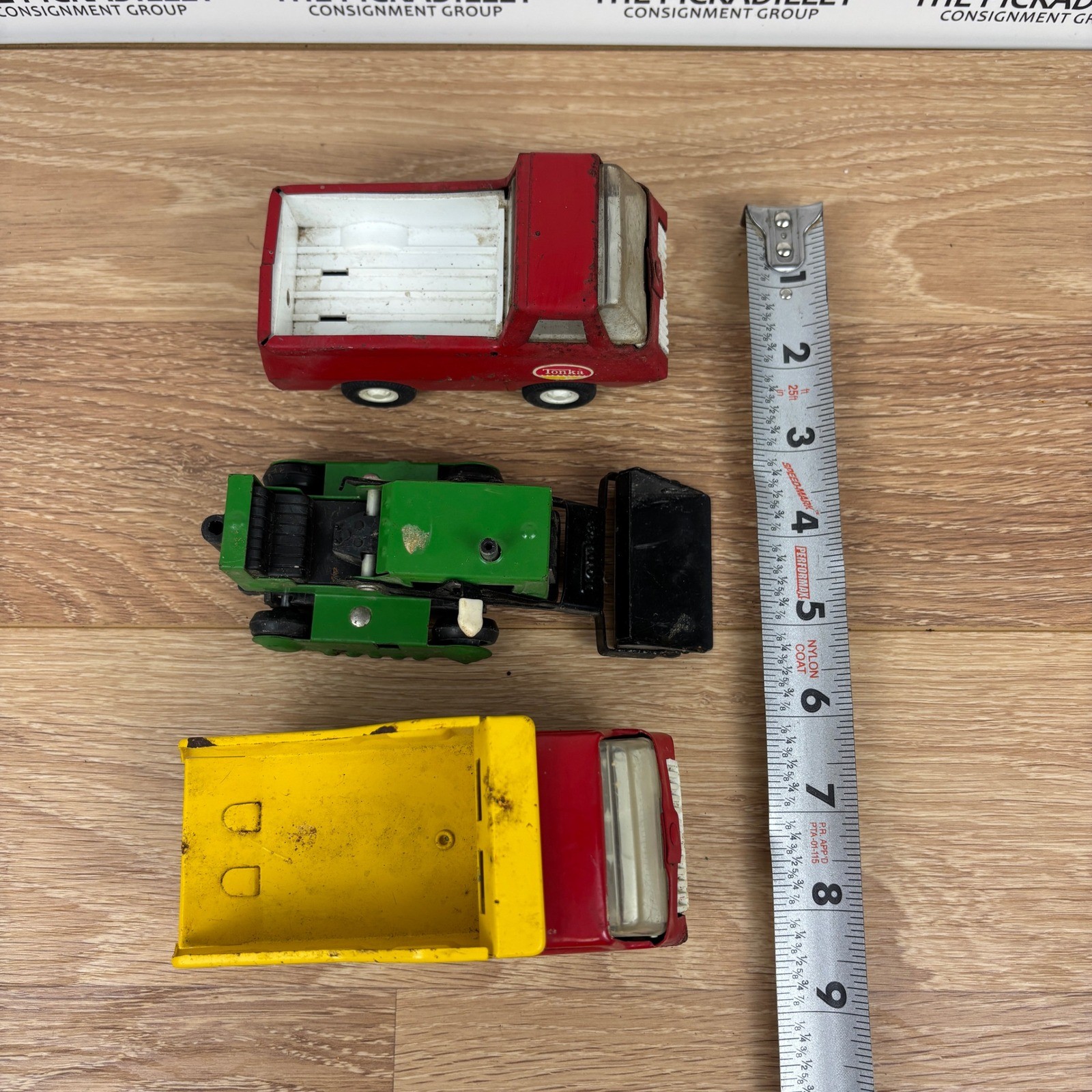 Vintage Tonka Steel Dump Truck and Pickup Truck Lot Red Yellow Green