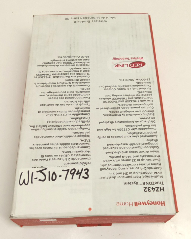 Honeywell TrueZone HZ432 Panel Multi-Stage 4-Zones 3H/2C 18-30VAC 50/60Hz