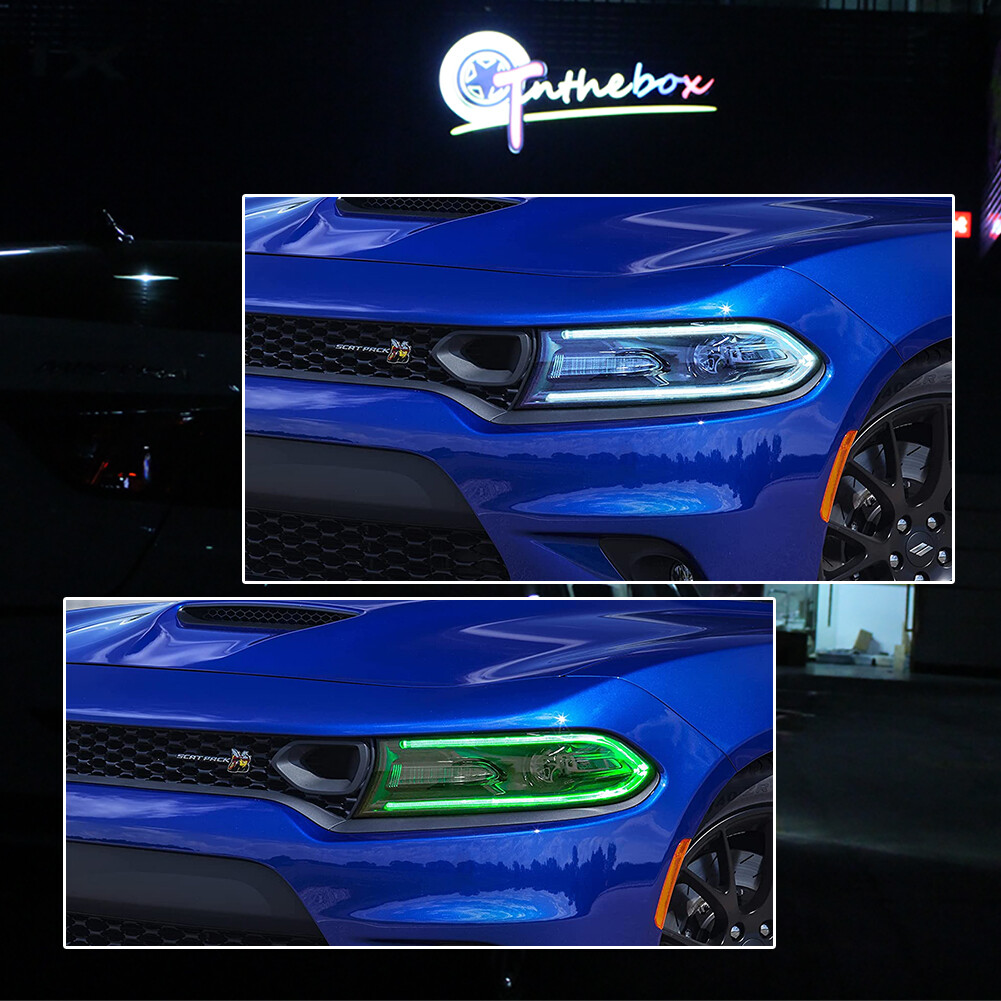 For 2015-20 Dodge Charger Bluetooth APP RGBW Multi-Color LED DRL Board Headlight