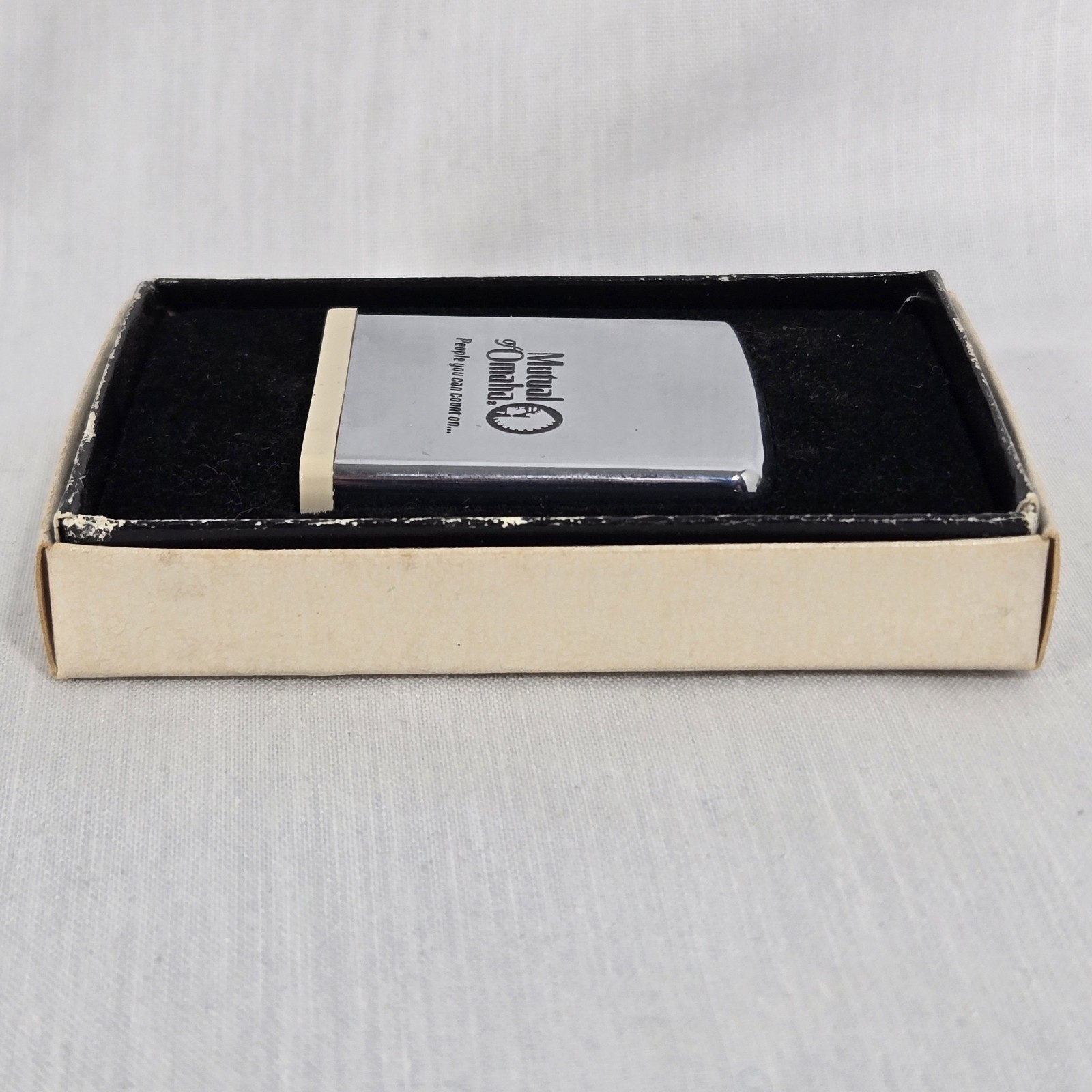 Zippo Mutual Of Omaha Metal Pill Box Vintage Advertising Tobacciana Promo Item