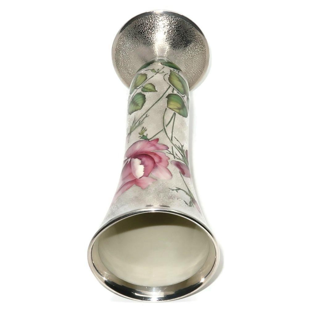 Rosenthal Germany 1941, Floral 1000 Sterling Silver & Porcelain Vase, 11 5/8"