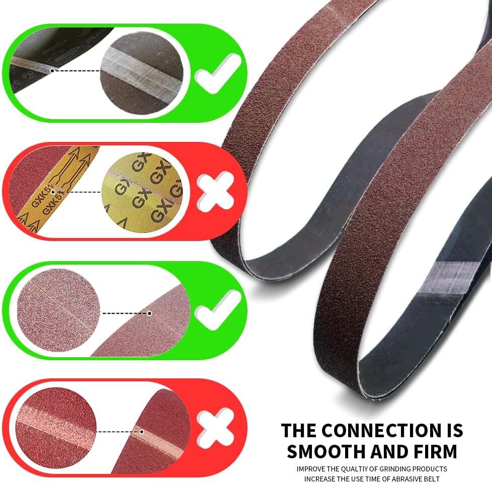 48 Pcs 3/8 X 13 Inch Sanding Belts, Aluminum Oxide Abrasive File Belts for 3/8 I
