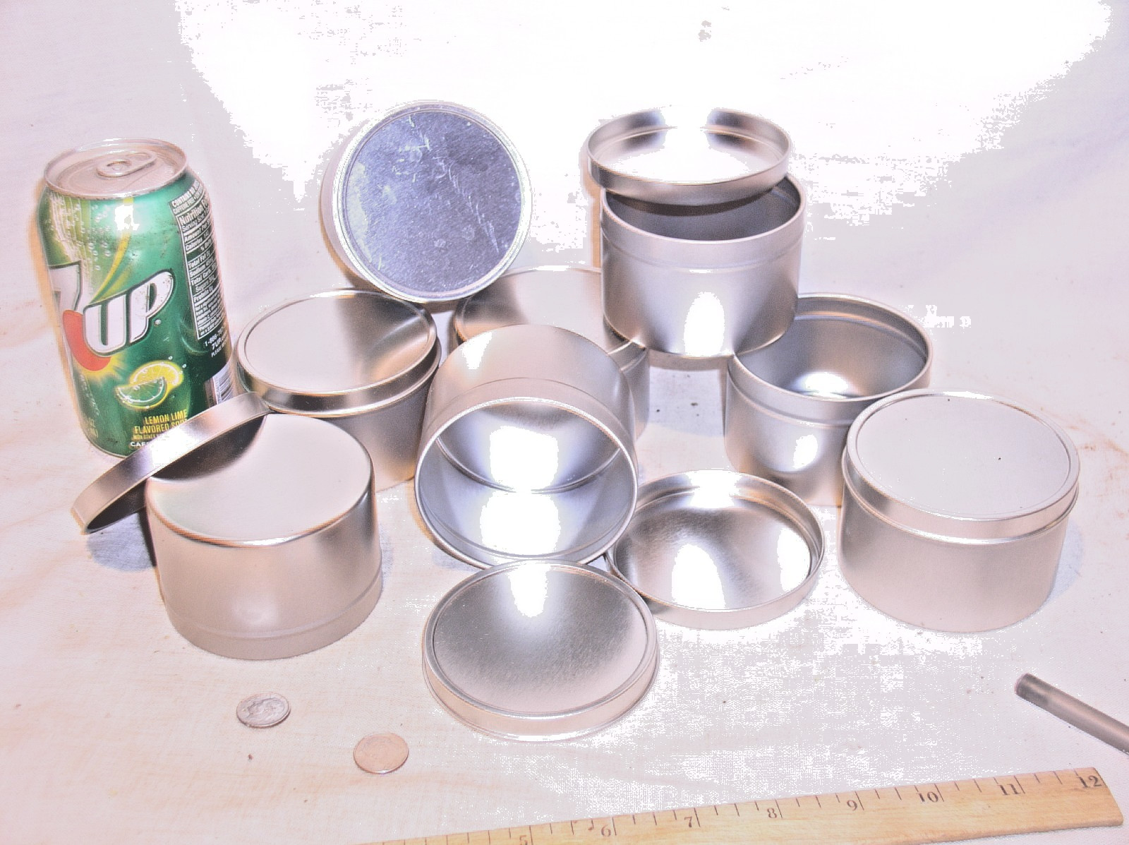 8 EMPTY SEAMLESS SILVER METAL CANDLE WIC CANDEL MAKING DIY CRAFT 8 OZ TIN W/LID