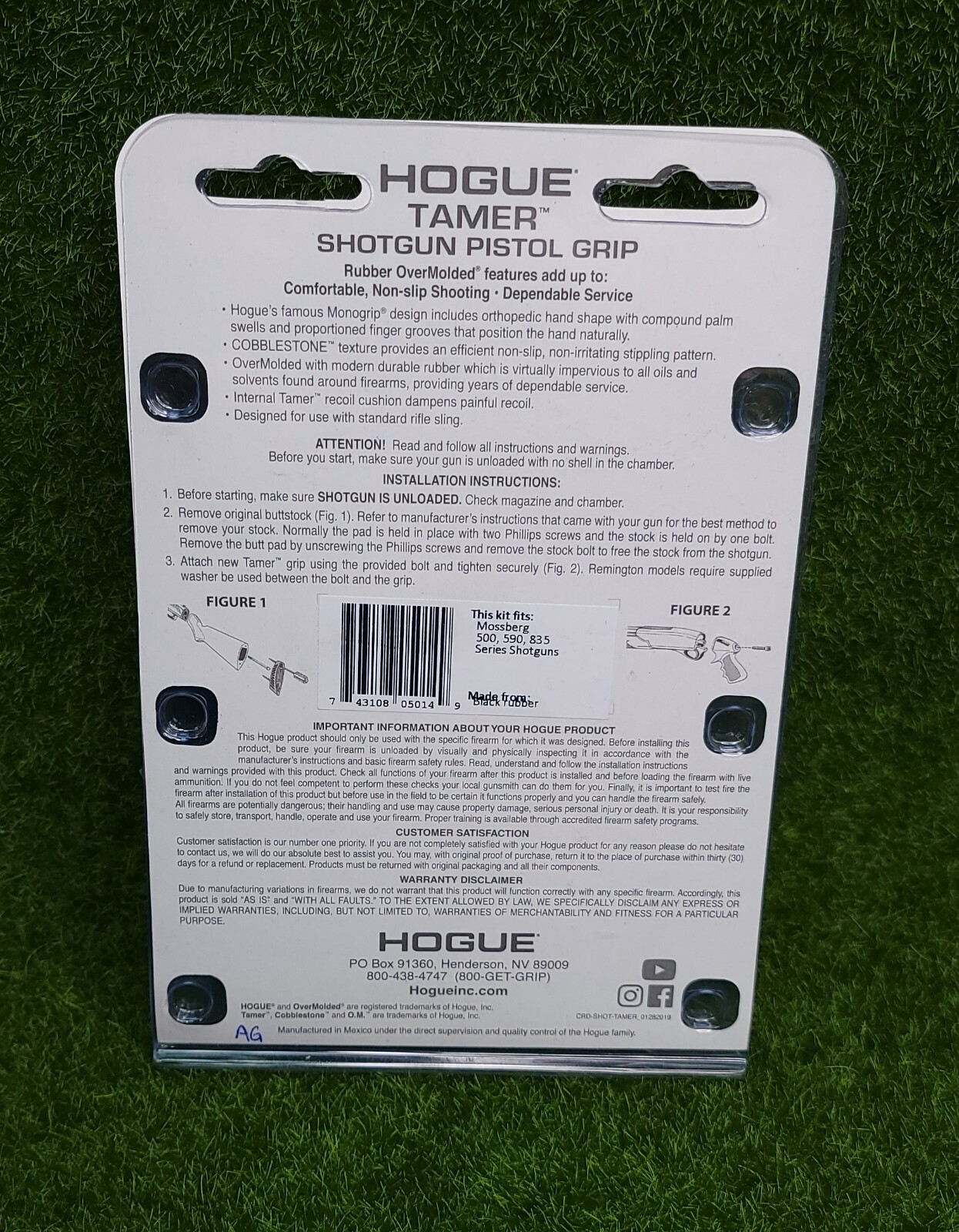 Hogue Black Rubber Tamer Shotgun Grip For 12 & 20 Gauge Mossberg 500 590 - 05014