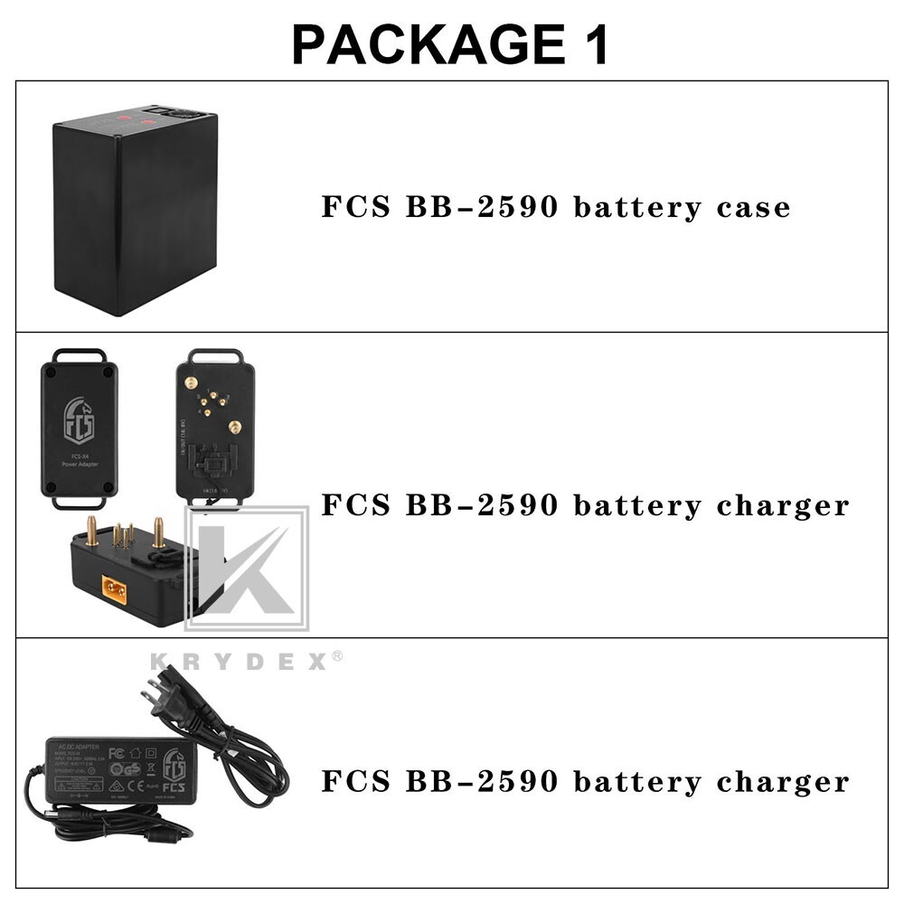 KRYDEX FCS Military BB2590 Rechargeable Li-ion Battery Case 2x16.8V Output Black