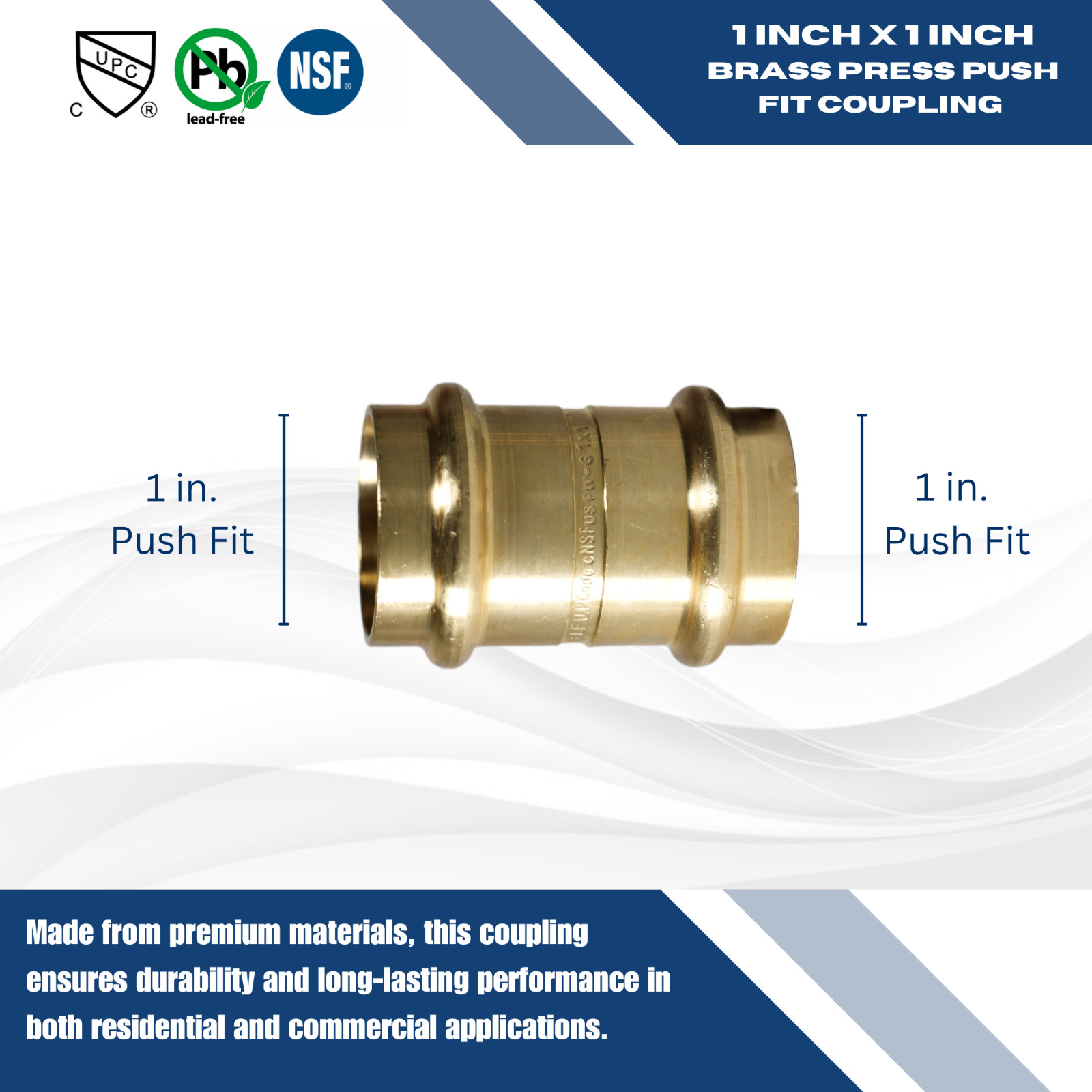 10 Pack XFITTING 1" Press Coupling, Lead Free Brass, ProPress