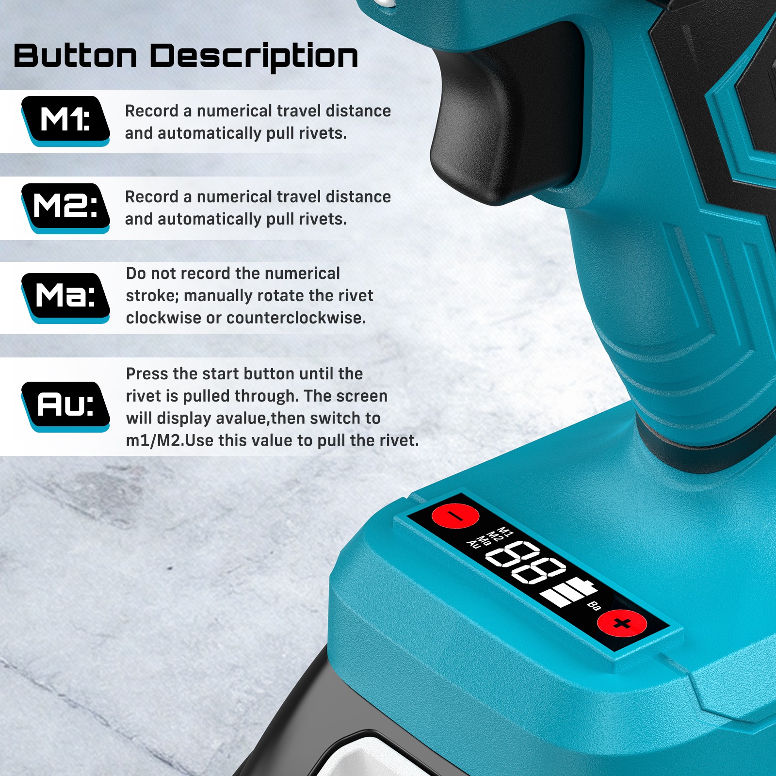 Seesii Battery Powered Pop Rivet/Nut Gun Cordless Electric Rivet Nut Gun 4000mAh