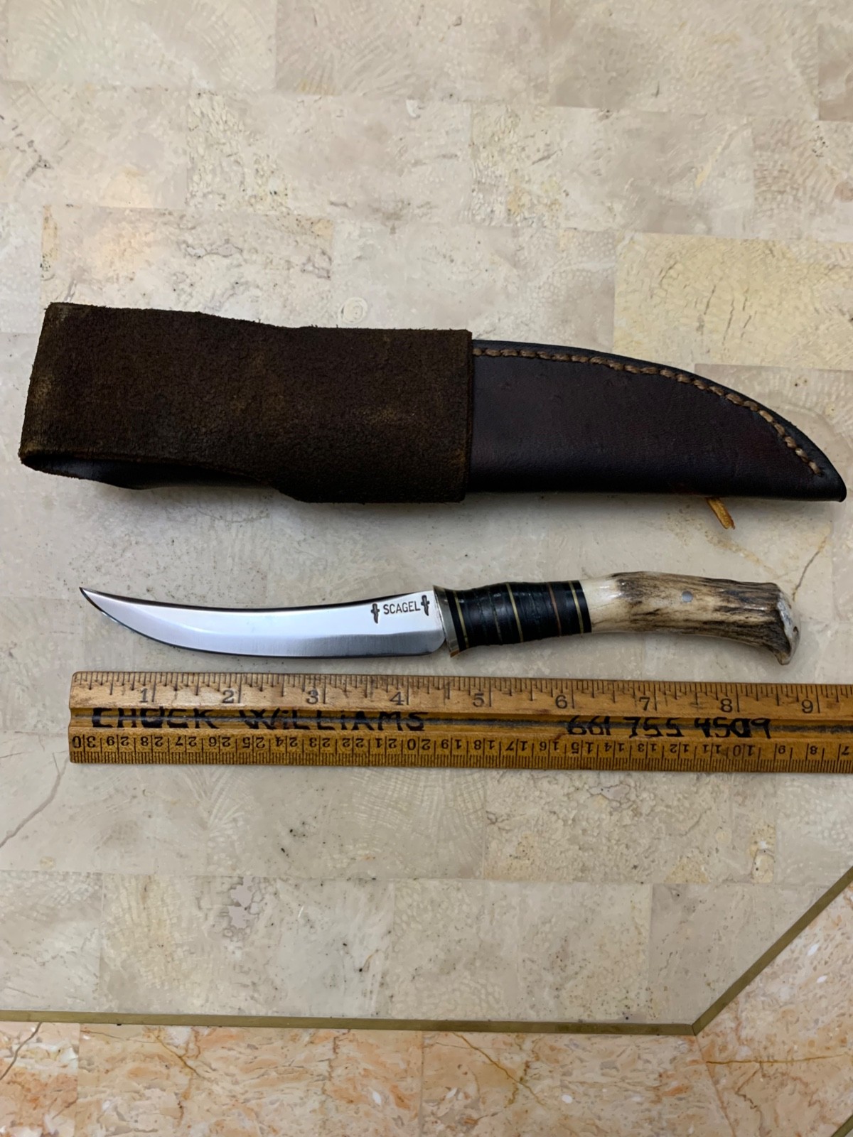 Northwoods, Scagel,Beautiful knife,Leather & Stag handle 2004 Limited Run
