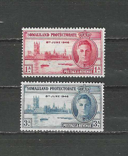 SOMALILAND PROTECTORATE , 1946 , GEORGE VI , PEACE ISSUE , SET OF 2 STAMPS , VLH