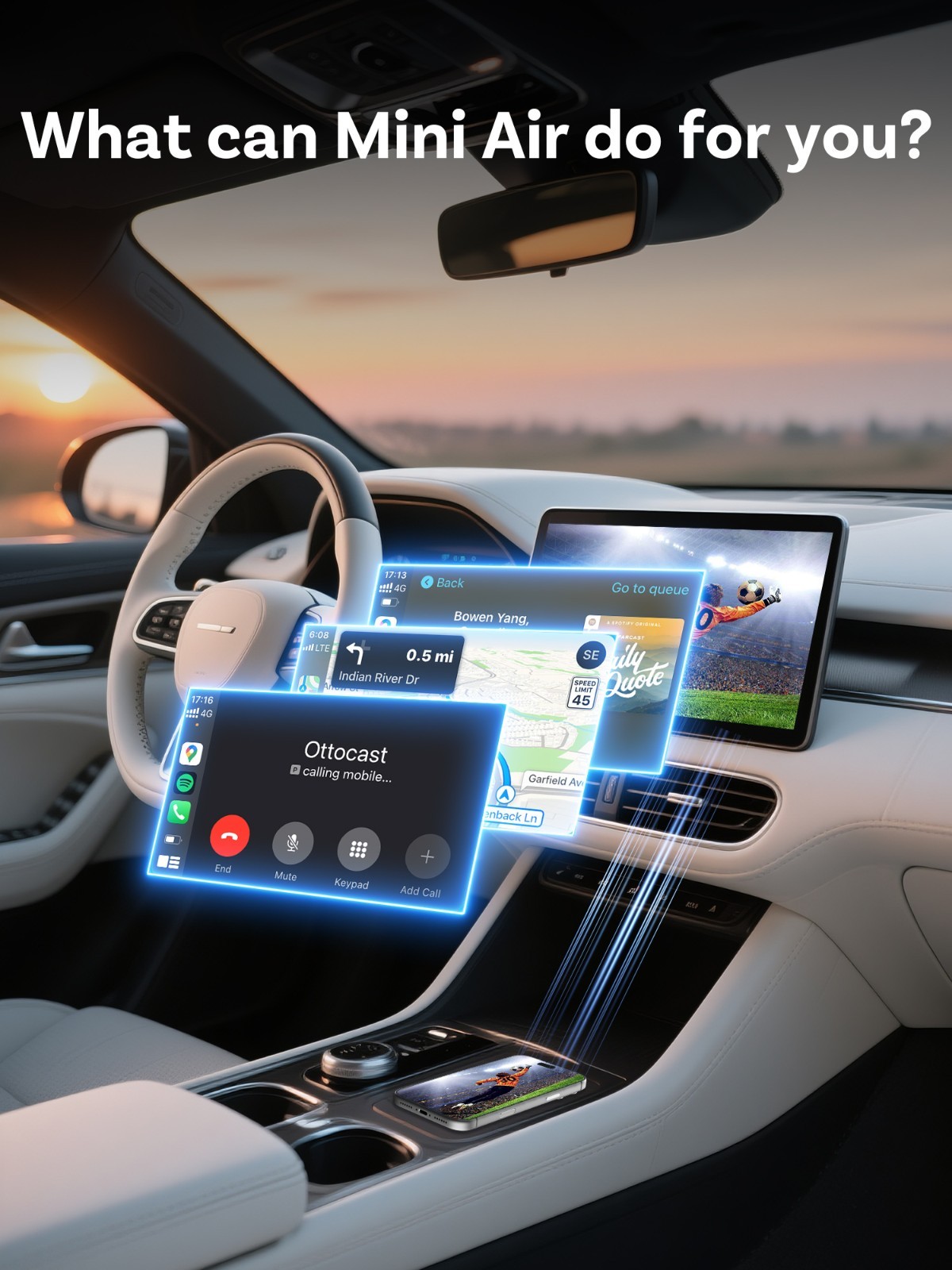 Ottocast 2026 Mini Cube 3IN1 Wireless Carplay & Android Auto & Mirroring Airplay