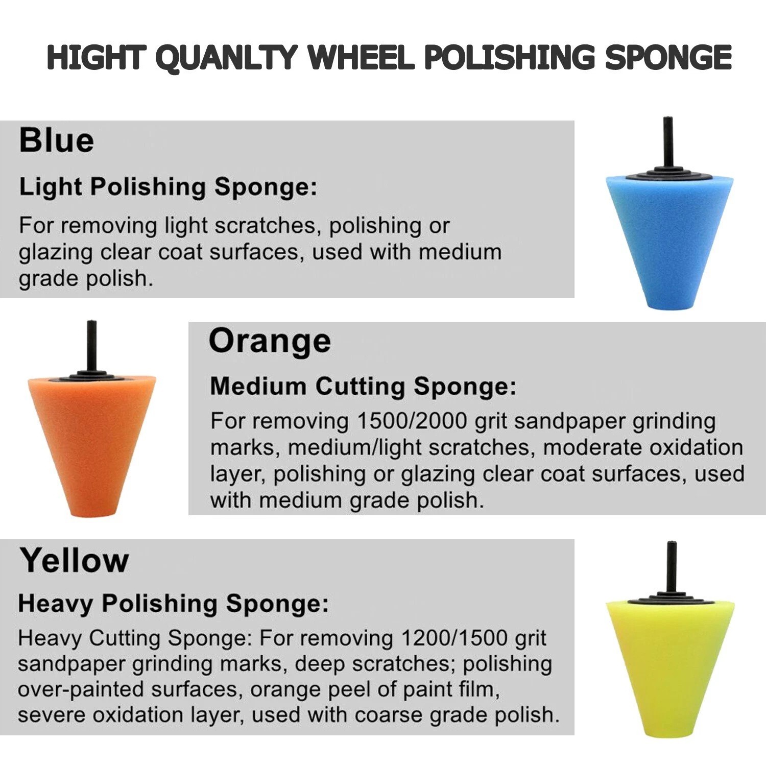 5x Foam Drill Polishing Cone Ball Pads Kit Car Hub Waxing Buffing Wheel Polisher