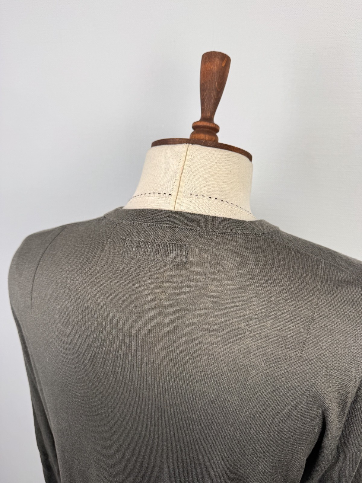 ALLSAINTS Green Long Sleeve Small Embroidered Logo Light Knit Sweater Sz L