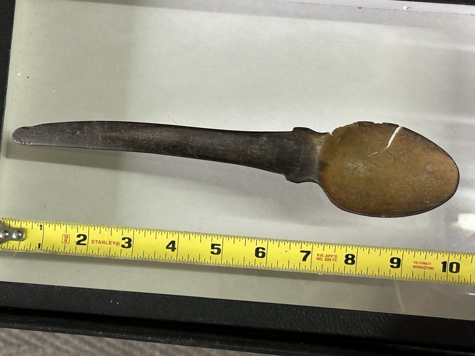 19th C Native American Plains Indian Sioux Carved Horn Spoon Scoop Ladle 10 1/4”