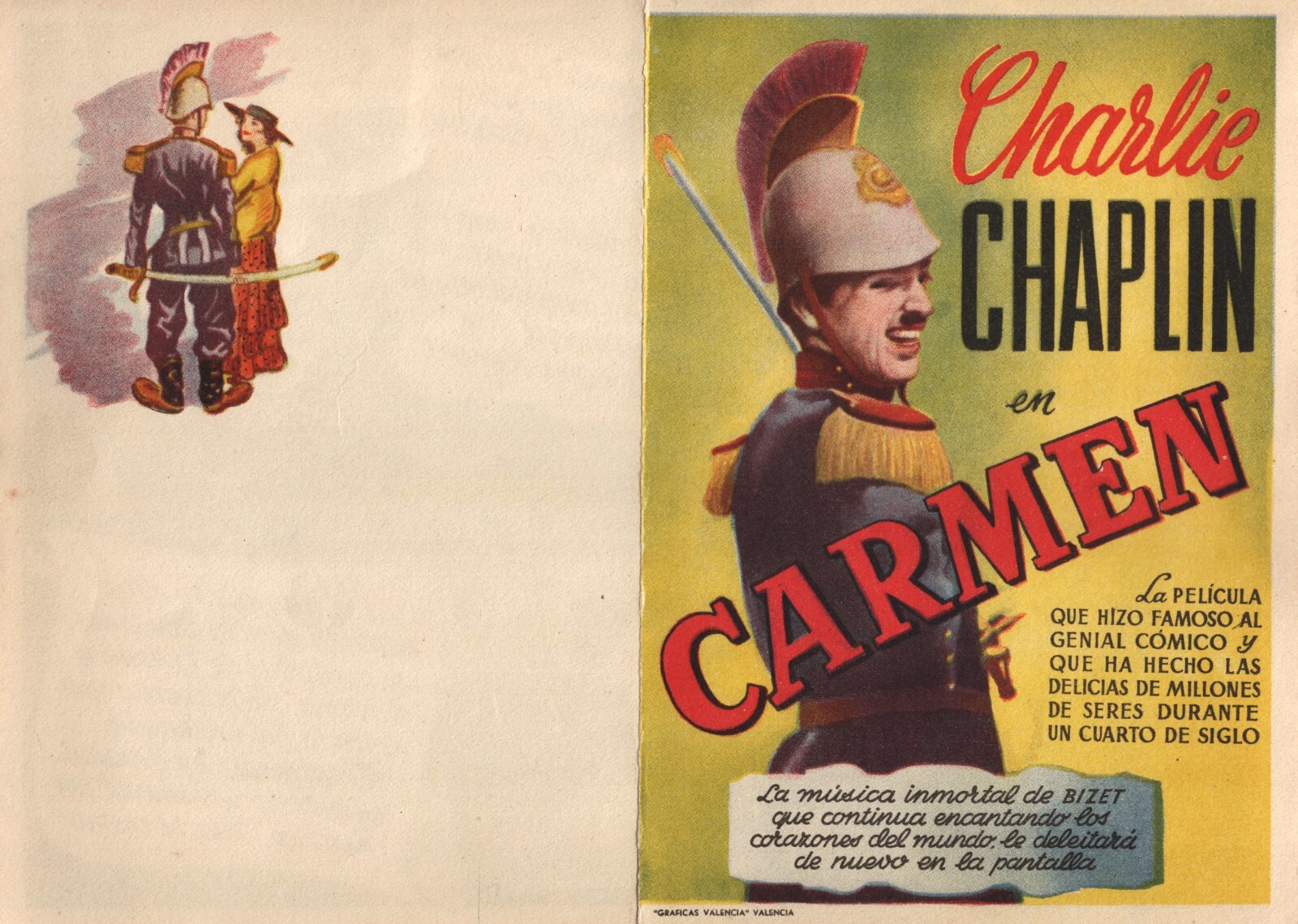 Charlie Chaplin Carmen Spanish Silent Movie Herald in 1915 Parody of Bizet Opera