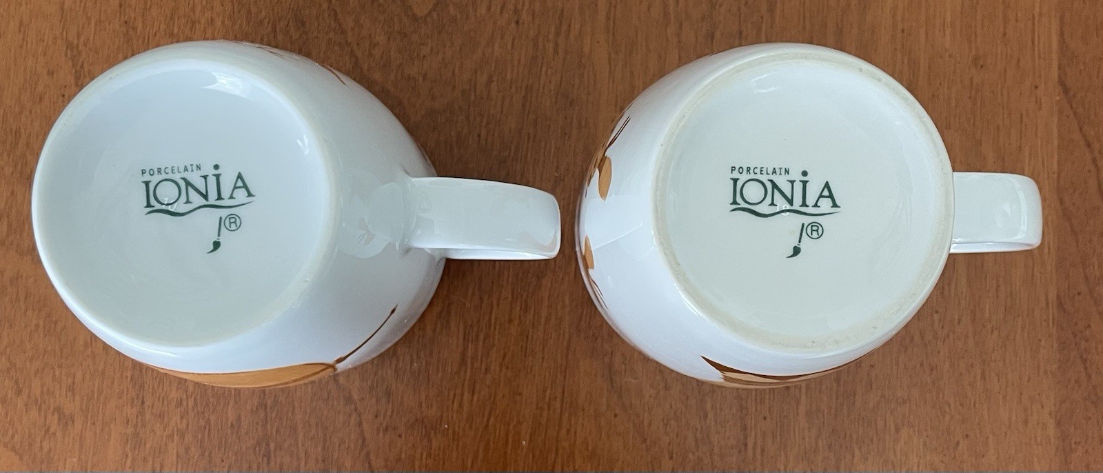 Ionia Porcelain Coffee Mugs Music Cafe Set Of 2 Violin & Bongo Drum EUC