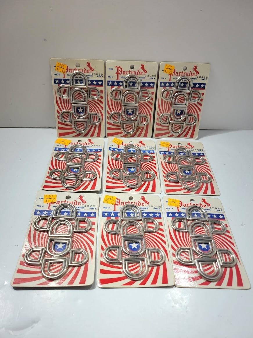 Vintage Partrade D-Ring Saddle Hardware Lot 9 Packs New Western Horse Tack