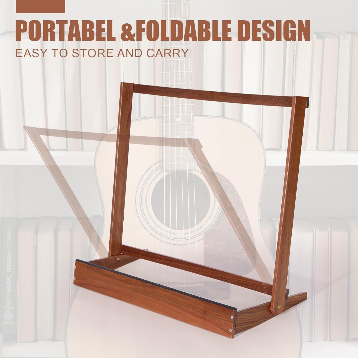 Guitar Case Rack - Folding Black Walnut Wood Case Stand for Multiple Guitars,...