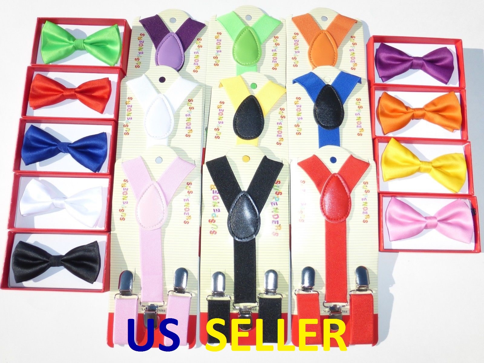 Suspender and Bow Tie Colors Baby Toddler Kids Boys Girls Child SETS USA seller