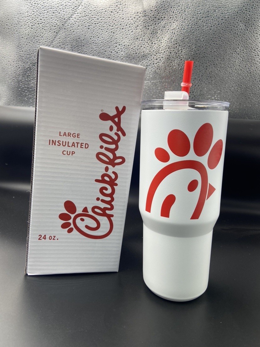 Chick-fil-A Originals 24oz Insulated Stainless Steel Travel Tumbler Cup W/STRAW