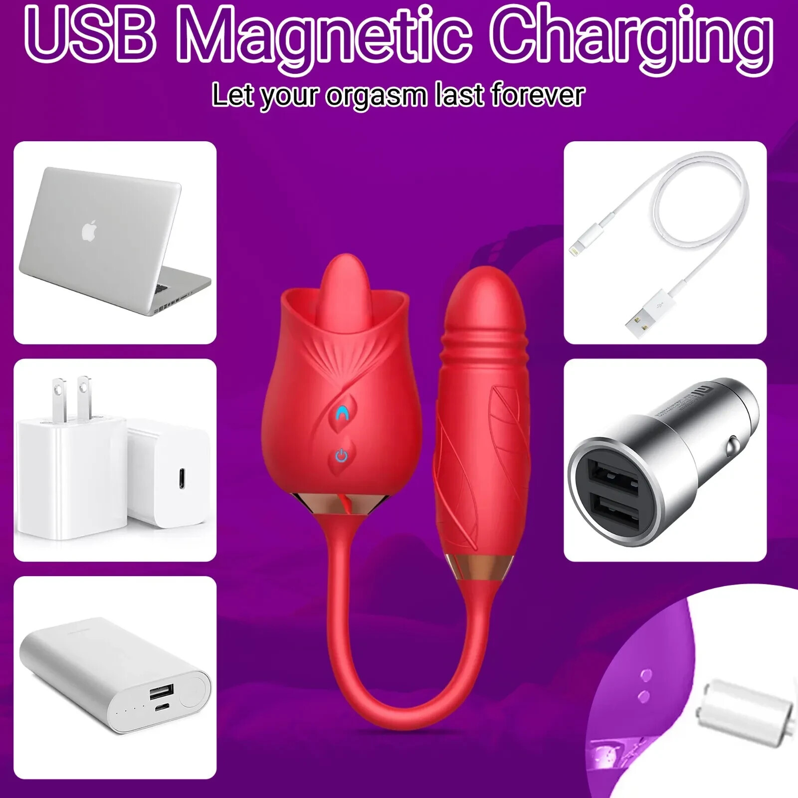 Rose Shape Sucking Vibrator Clitoral G-spot Suction Sex Toy 10 Speed WaterProof