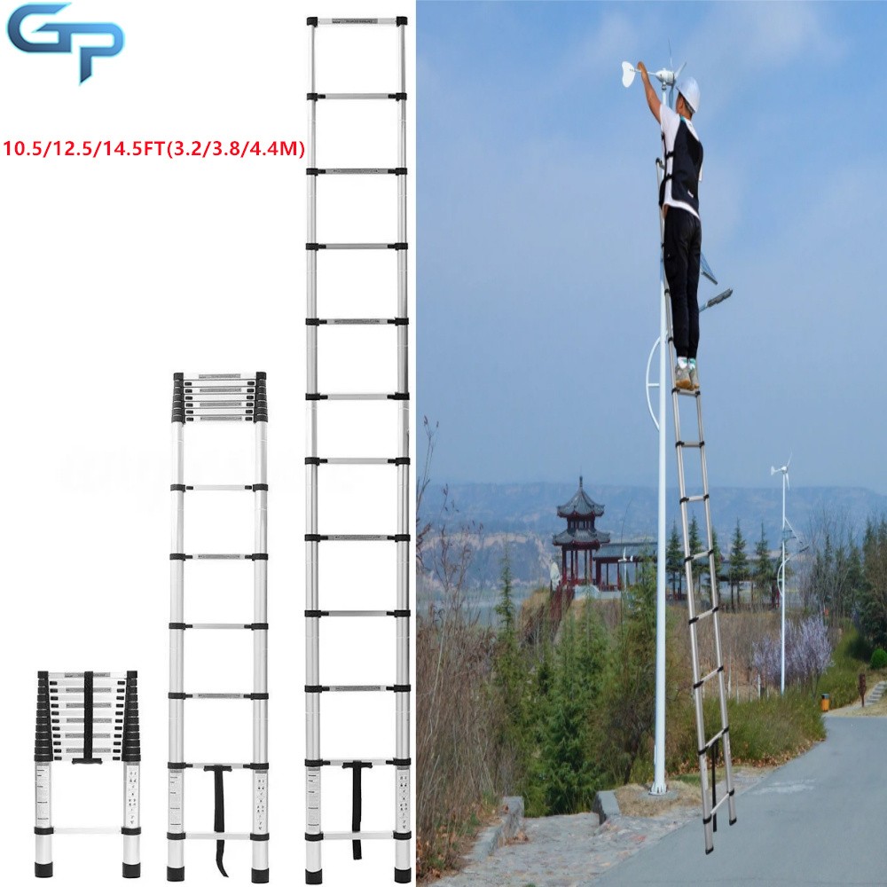 Telescoping Ladder Extension Ladders Folding Non-Slip Aluminum 10.5/12.5/14.5FT