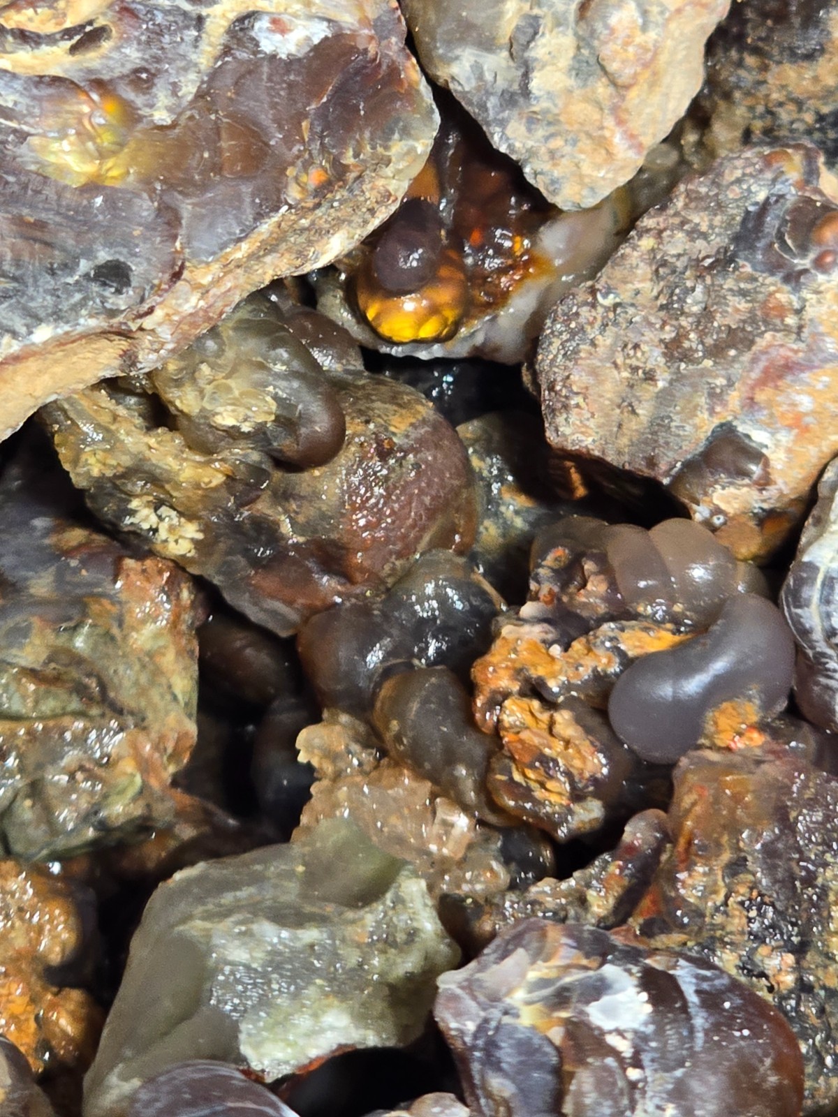 1/2 Lb Mid to Choice Grade Fire Agate Smalls Untreated Colorful Blind Grab Rough