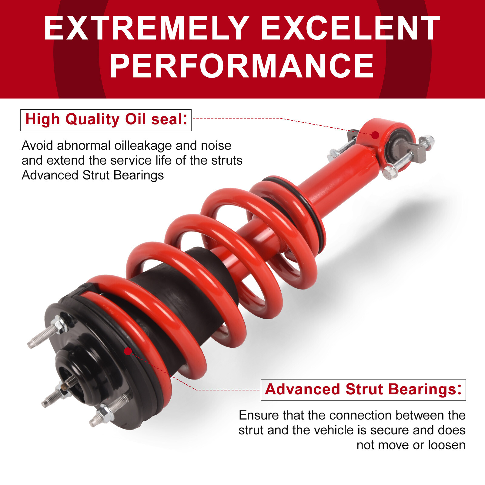 Pair Front Struts Red for Chevy GMC Silverado Sierra 1500 Tahoe Avalanche Yukon