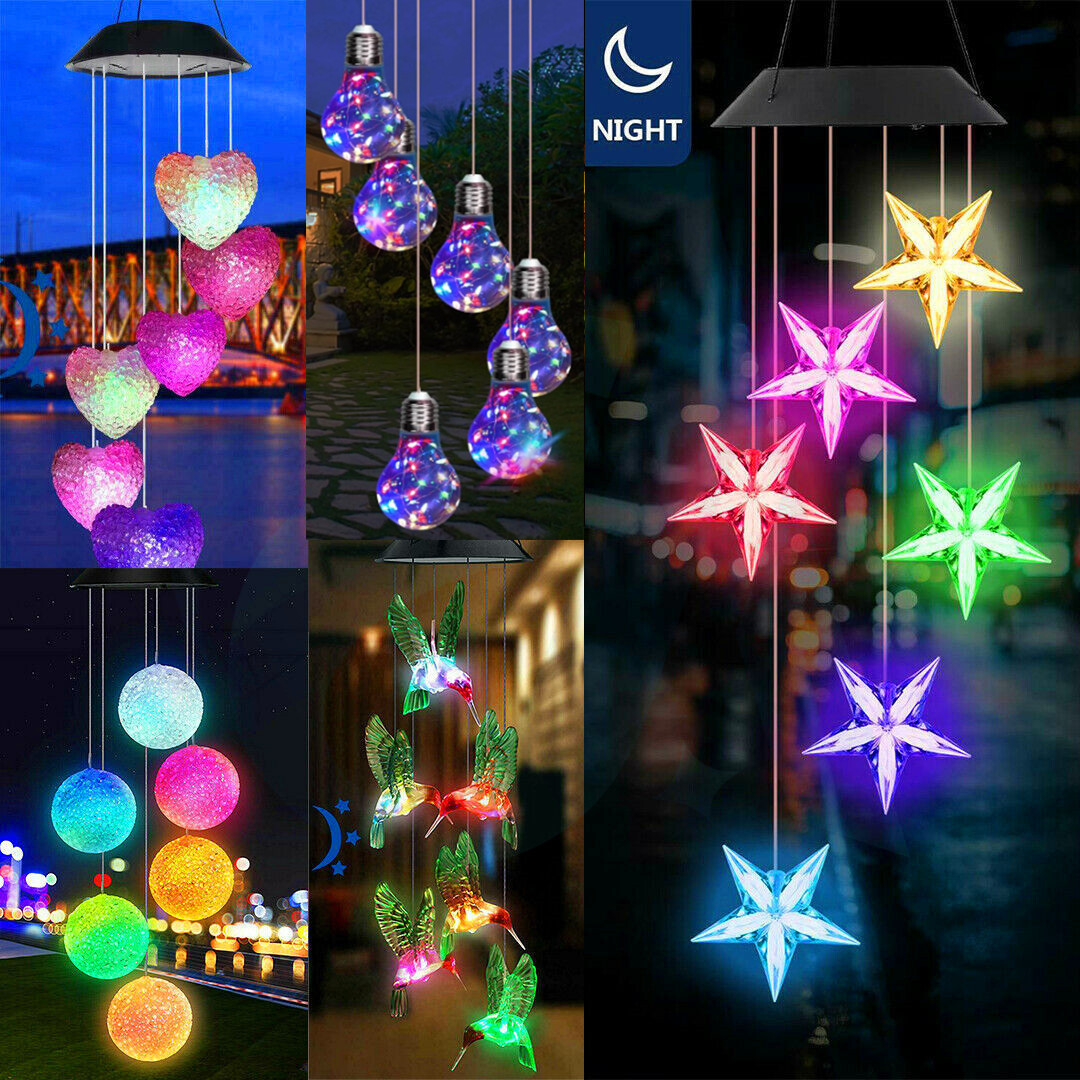 Solar Wind Chimes Lights LED Garden Outdoor Color Changing Hanging Waterproof US