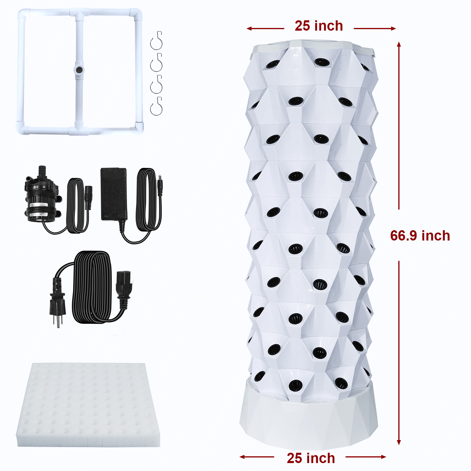 Vertical 80 Pots Hydroponics Tower Set Hydroponic Growing System Indoor&Outdoor