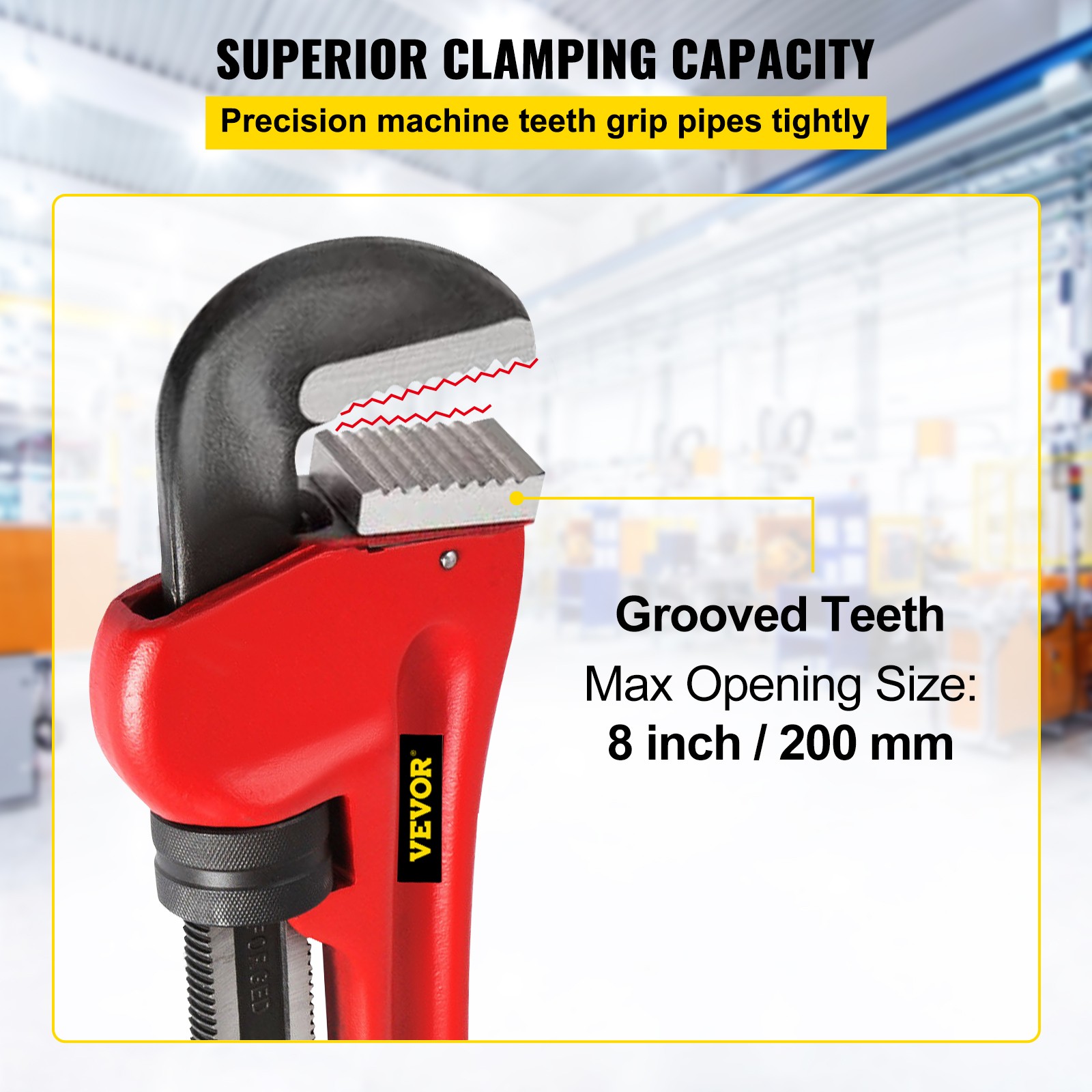 51" Cast Iron Handle Heavy-Duty Hook Jaw Straight Pipe Wrench